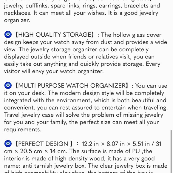 Jewelry Box for Men Women, 2 Layer Large 12 Slot PU Leather Watch Storage, Black - Picture 7 of 7